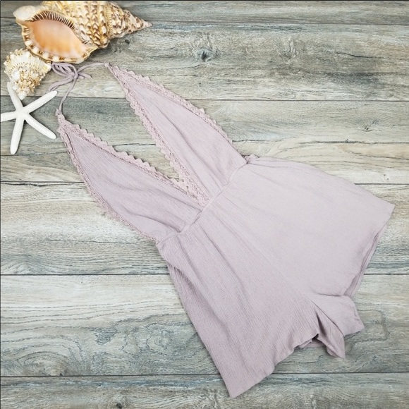 Kendall & Kylie Other - Kendall & Kylie Lace Trimmed halter romper. Med